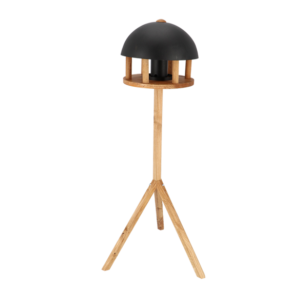 Voedertafel eiken zwart dak + silo