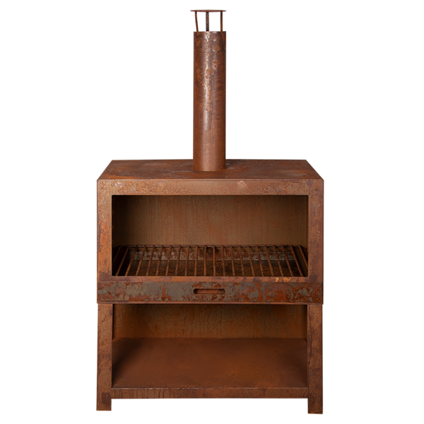 Terraskachel + houtopslag roest L