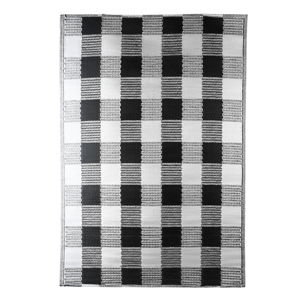 Zwart wit geruit tuintapijt S