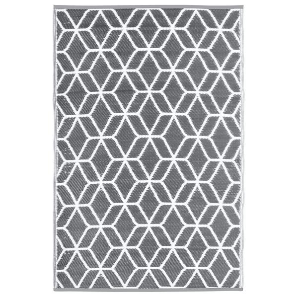 Balkontapijt grafisch beige/wit