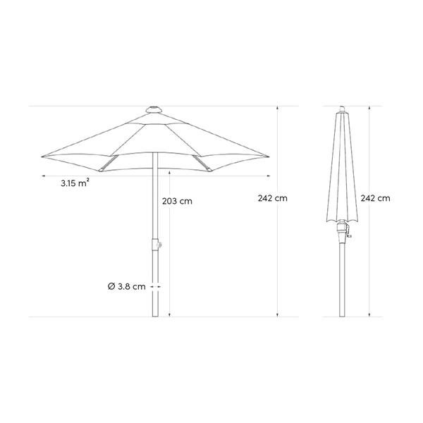 Parasol Lisboa 210x150 Antraciet